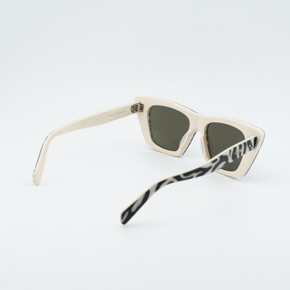 Celine CL40187I 99E Sunglasses White and Black Animal Cat Eye Frame, Grey Lenses main image 9
